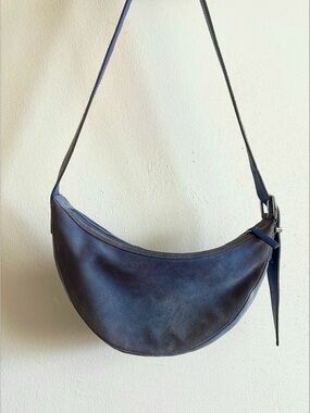Madewell Crescent Sling Shoulder / Crossbody Bag in Blue Suede